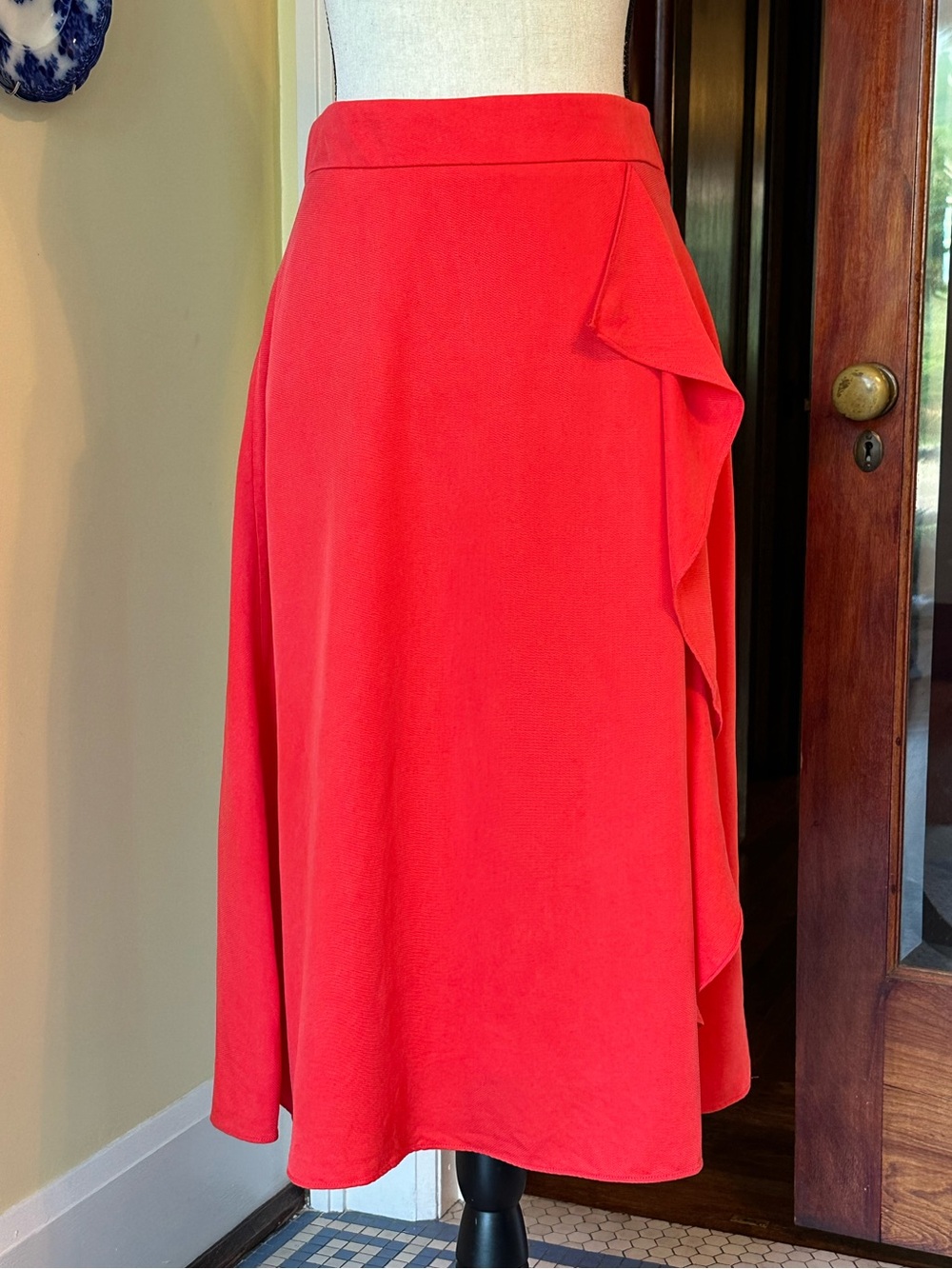 J. Crew 365 | Cascade Ruffle Midi Skirt in Red, Size 8